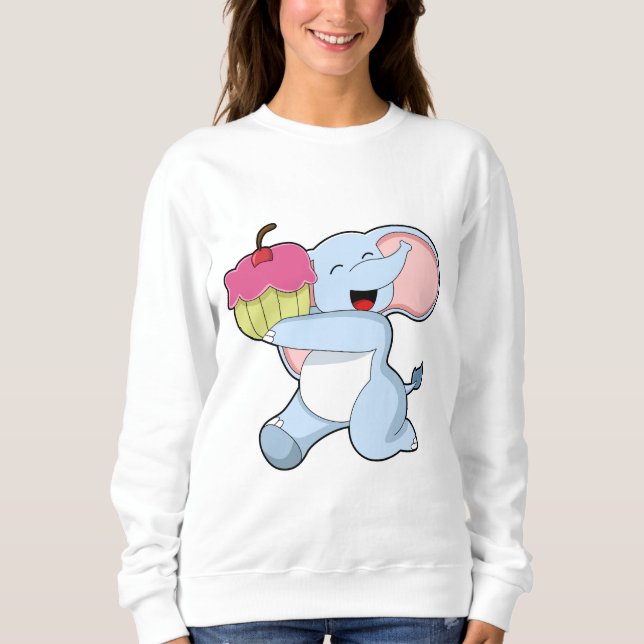 Elefant mit Kuchen Sweatshirt (Vorderseite)