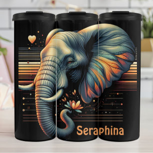 Elefant mit leuchtenden floralen Akzenten Thermosbecher