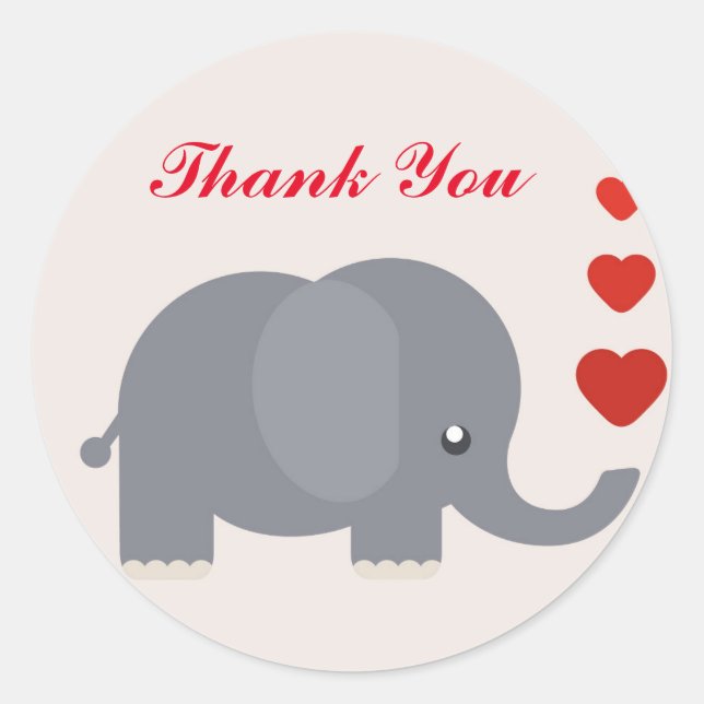 Elefant mit Liebe Herzlichen Dank Runder Aufkleber (Vorderseite)
