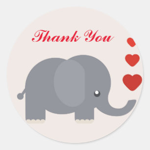Elefant mit Liebe Herzlichen Dank Runder Aufkleber