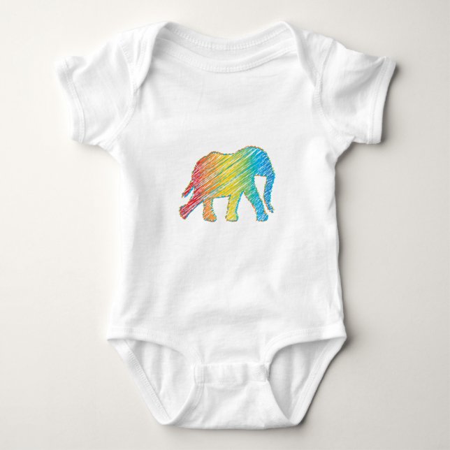 Elefant mit Linien Baby Strampler (Vorderseite)