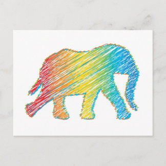 Elefant mit Linien Postkarte
