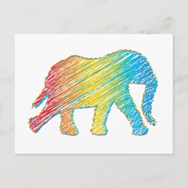 Elefant mit Linien Postkarte (Vorderseite)