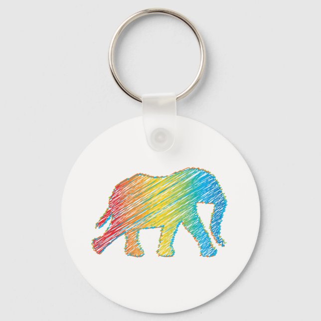Elefant mit Linien Schlüsselanhänger (Vorderseite)