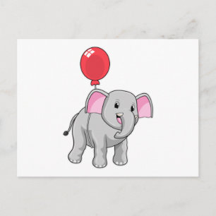 Elefant mit Luftballon Postkarte