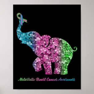 Elefant mit metastasiertem Brustkrebs in der Blume Poster