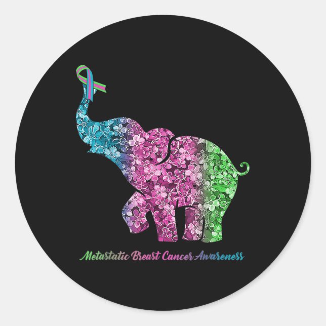 Elefant mit metastasiertem Brustkrebs in der Blume Runder Aufkleber (Vorderseite)