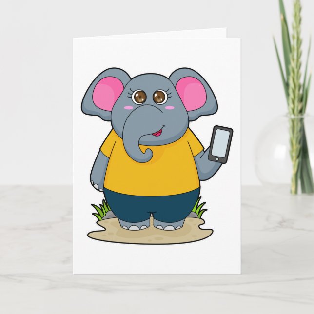 Elefant mit mobil karte (Vorderseite)