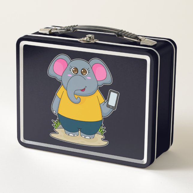 Elefant mit mobil metall brotdose (Vorderseite)