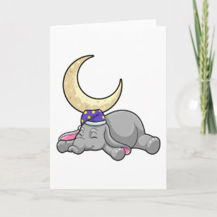 Elefant mit Mond Karte