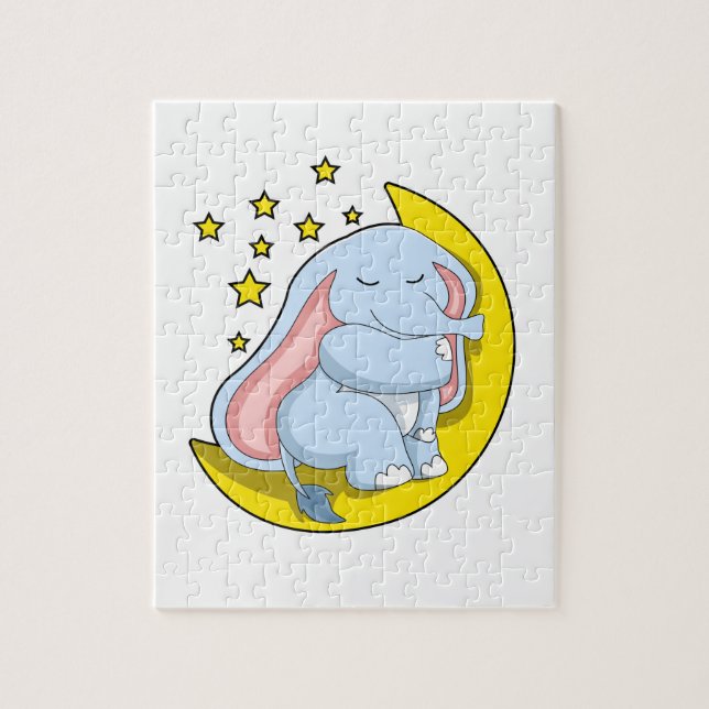 Elefant mit Mond und Sternen (Vertikal)
