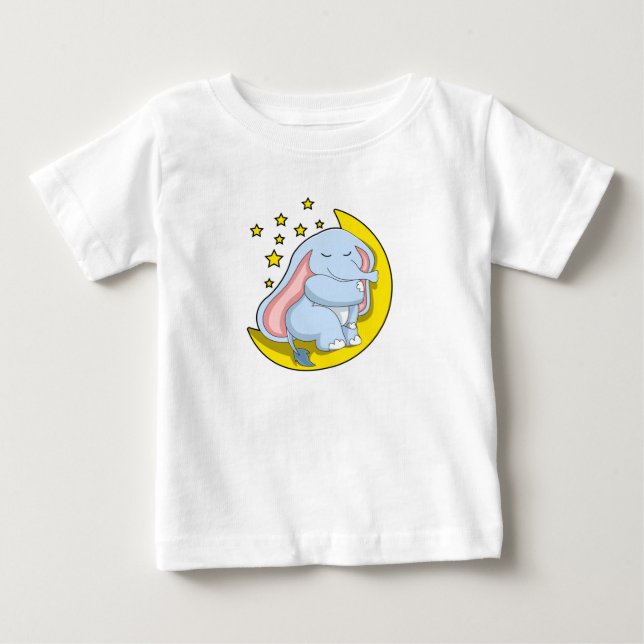 Elefant mit Mond und Sternen Baby T-shirt (Vorderseite)