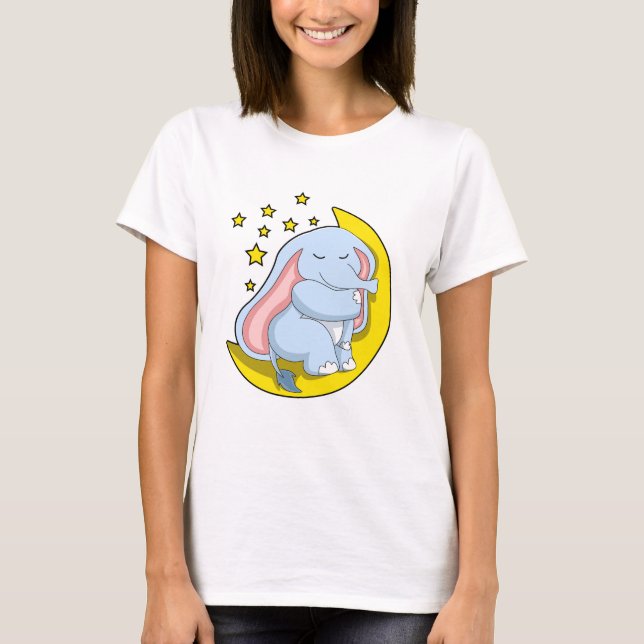 Elefant mit Mond und Sternen T-Shirt (Vorderseite)