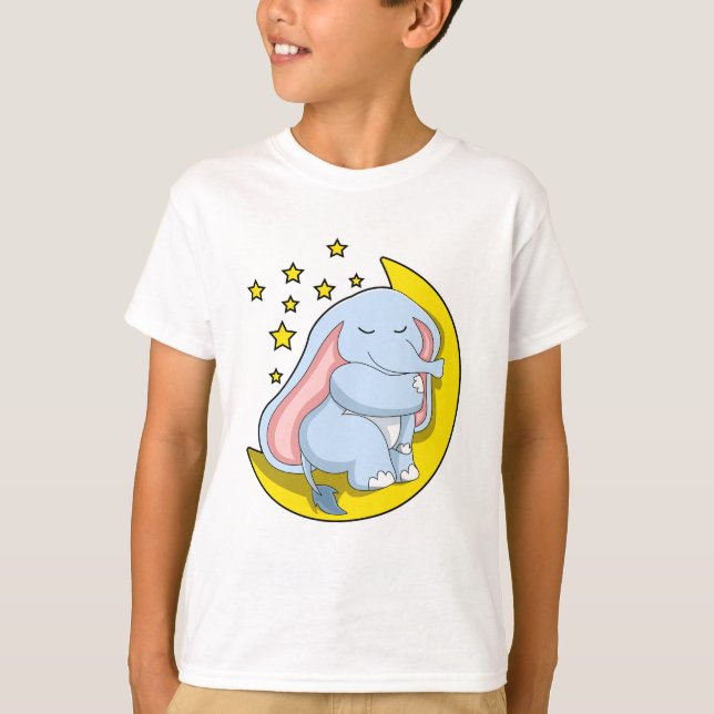 Elefant mit Mond und Sternen T-Shirt (Vorderseite)