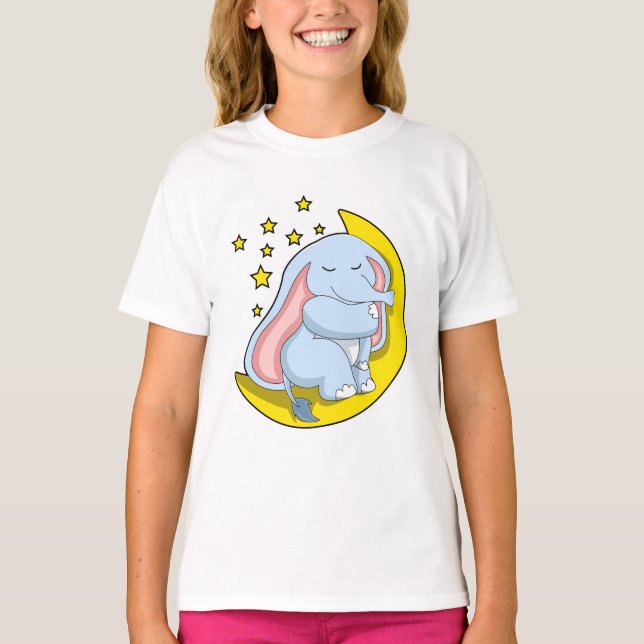 Elefant mit Mond und Sternen T-Shirt (Vorderseite)