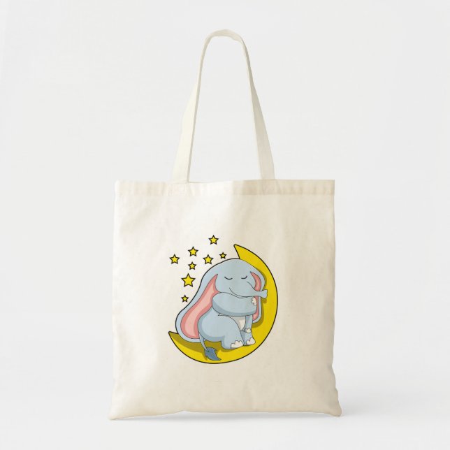 Elefant mit Mond und Sternen Tragetasche (Vorne)