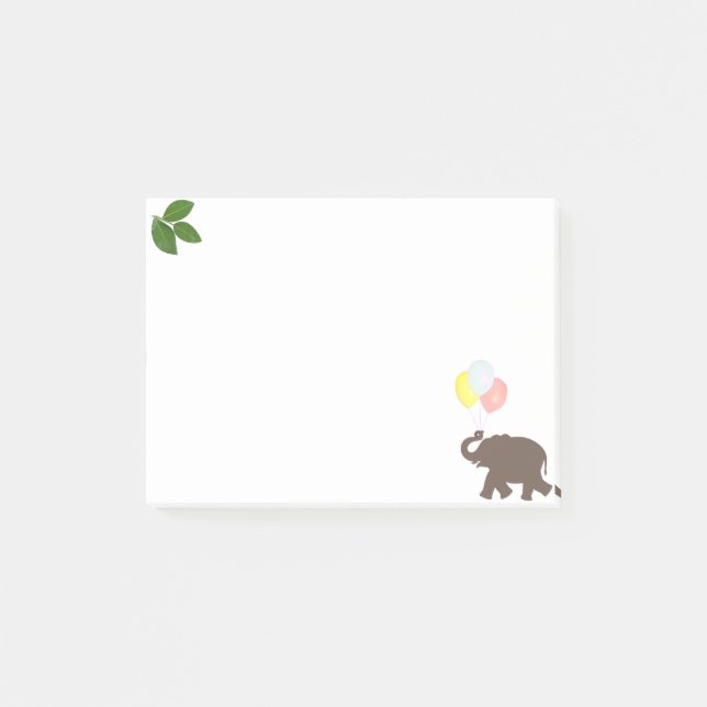 Elefant mit Party Balloons & Laurel Blätter Post-it Klebezettel (Vorderseite)