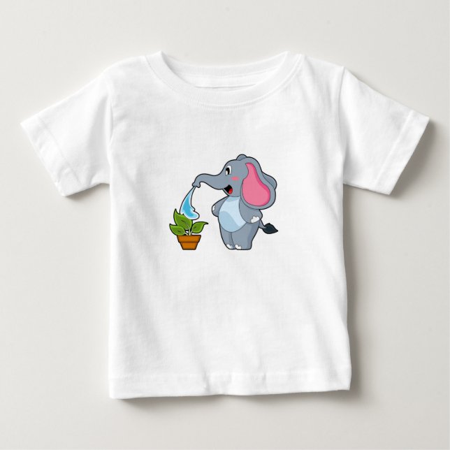 Elefant mit Pflanze Baby T-shirt (Vorderseite)