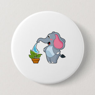 Elefant mit Pflanze Button