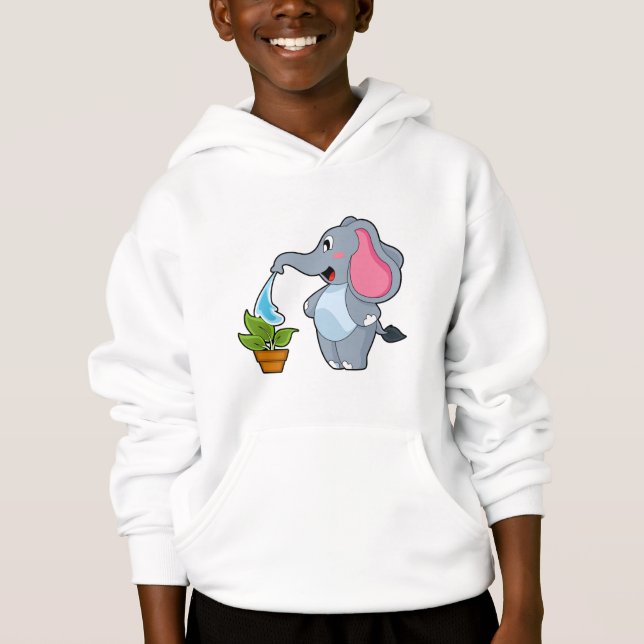 Elefant mit Pflanze Hoodie (Vorderseite)