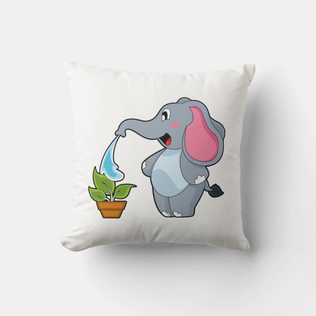 Elefant mit Pflanze Kissen (Vorderseite)