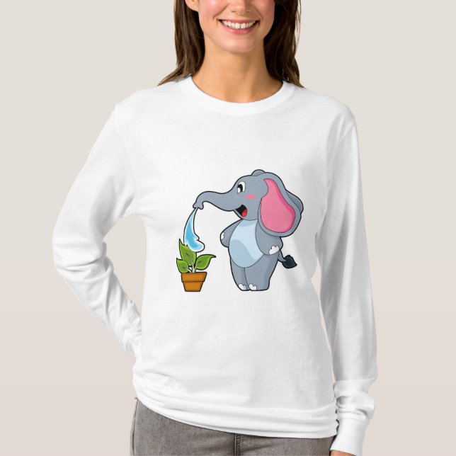 Elefant mit Pflanze T-Shirt (Vorderseite)