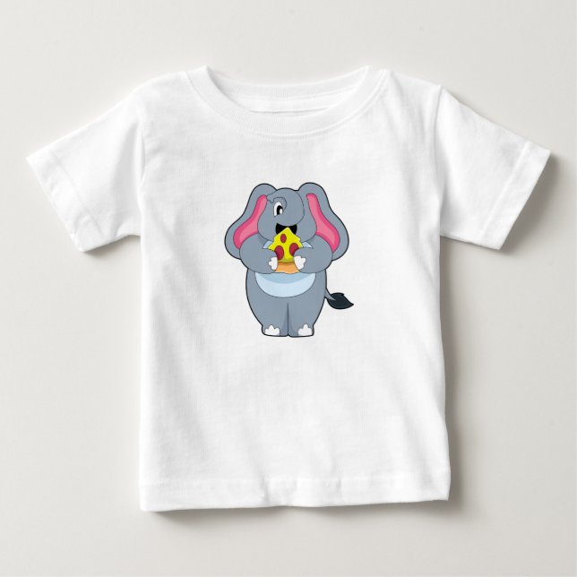 Elefant mit Pizza Baby T-shirt (Vorderseite)