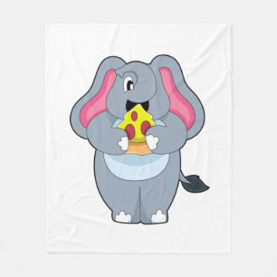 Elefant mit Pizza Fleecedecke