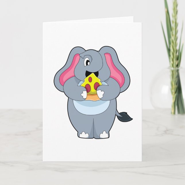 Elefant mit Pizza Karte (Vorderseite)