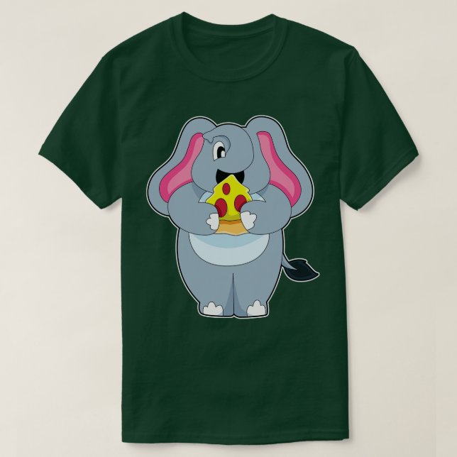 Elefant mit Pizza T-Shirt (Design vorne)