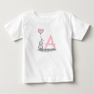 Elefant mit rosa Herz-Ballon-Monogramm Baby T-shirt
