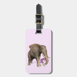 Elefant mit rosa Orchid Gepäckanhänger