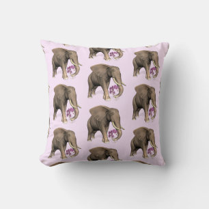 Elefant mit rosa Orchid Kissen