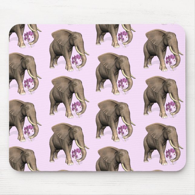 Elefant mit rosa Orchid Mousepad (Vorne)