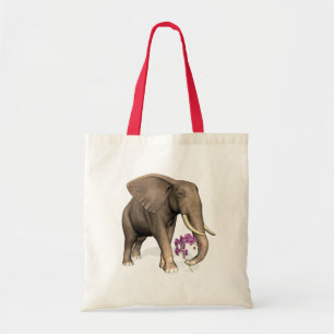 Elefant mit rosa Orchid Tragetasche