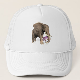 Elefant mit rosa Orchid Truckerkappe