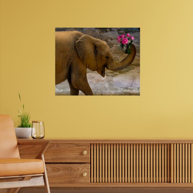 Elefant mit Rose Poster (Wohnzimmer 2)