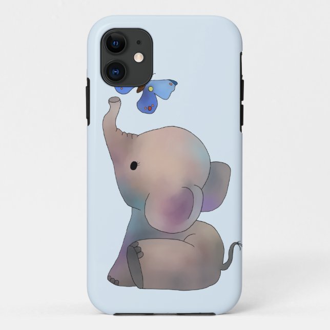 Elefant mit Schmetterling Case-Mate iPhone Hülle (Rückseite)