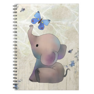 Elefant mit Schmetterling Notizblock