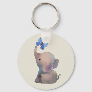 Elefant mit Schmetterling Schlüsselanhänger