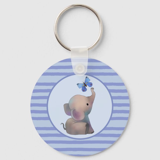 Elefant mit Schmetterling Schlüsselanhänger (Vorderseite)