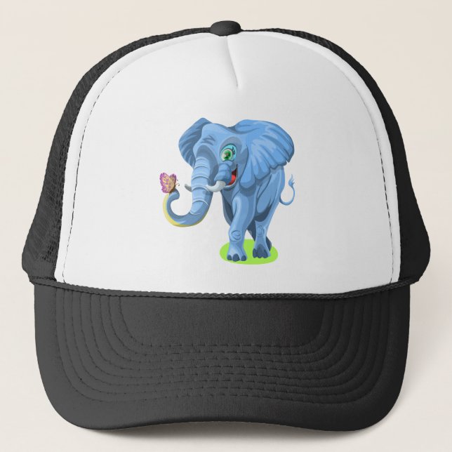 Elefant mit Schmetterling Truckerkappe (Vorderseite)