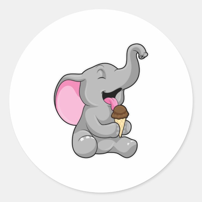 Elefant mit Schokoladeneis Runder Aufkleber (Vorderseite)