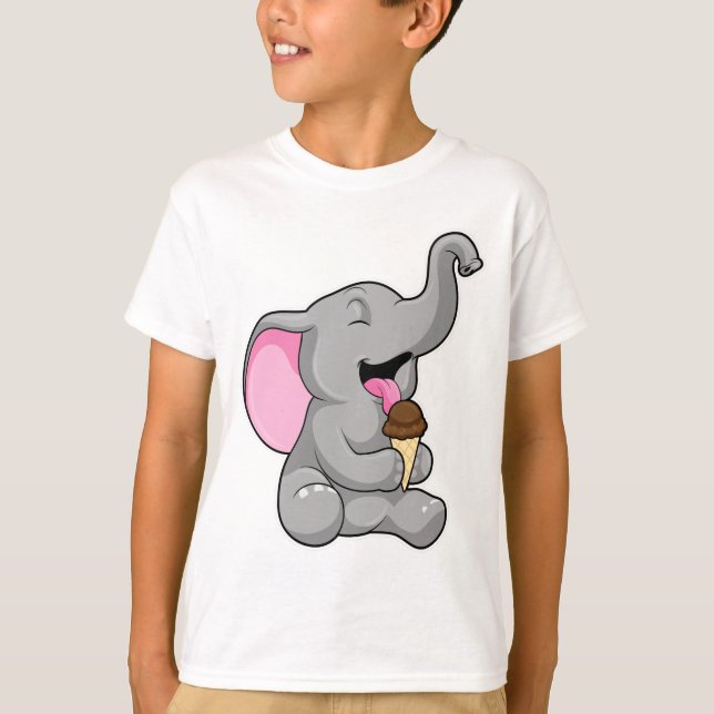 Elefant mit Schokoladeneis T-Shirt (Vorderseite)