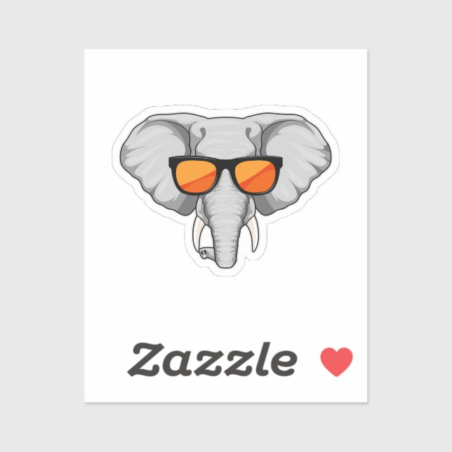 Elefant mit Sonnenbrille Aufkleber (Blatt)