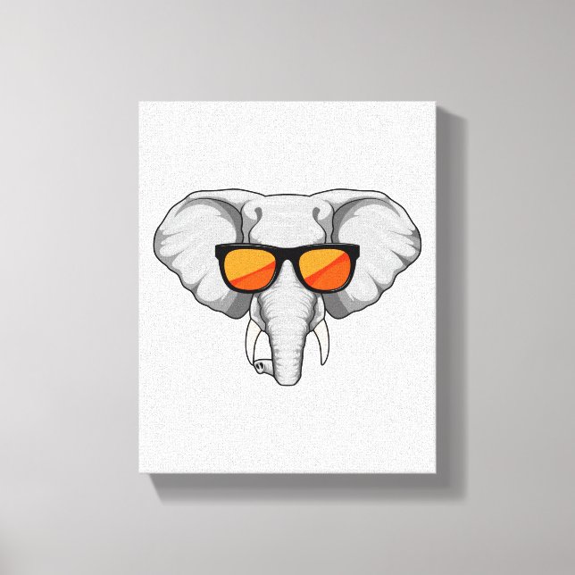 Elefant mit Sonnenbrille Leinwanddruck (Vorderseite)