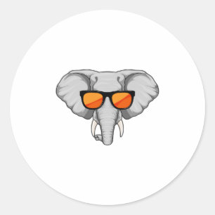 Elefant mit Sonnenbrille Runder Aufkleber