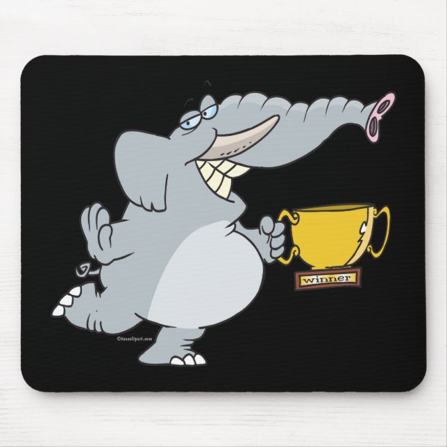 Elefant mit Trophäe-Cartoon Mousepad (Vorne)