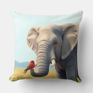 Elefant mit Vogel Kissen