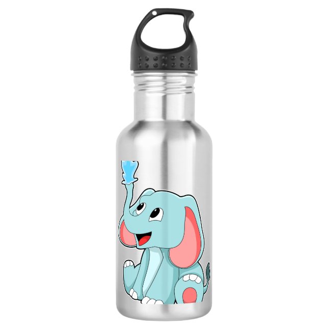 Elefant mit Wasser Edelstahlflasche (Vorderseite)